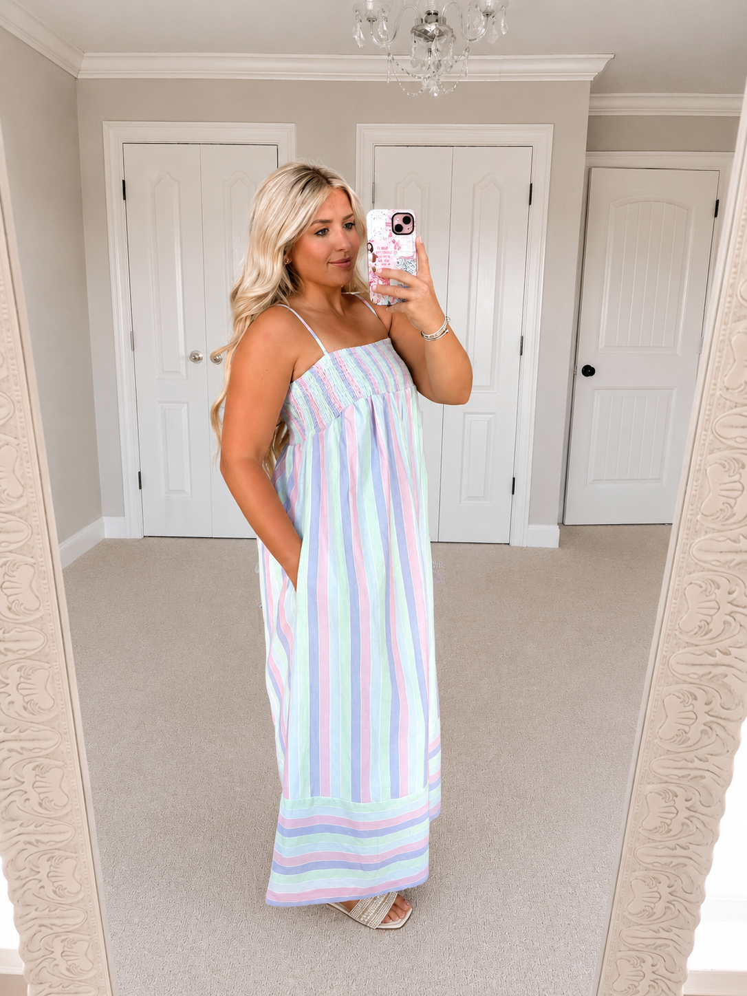 Multi Striped Midi Dress