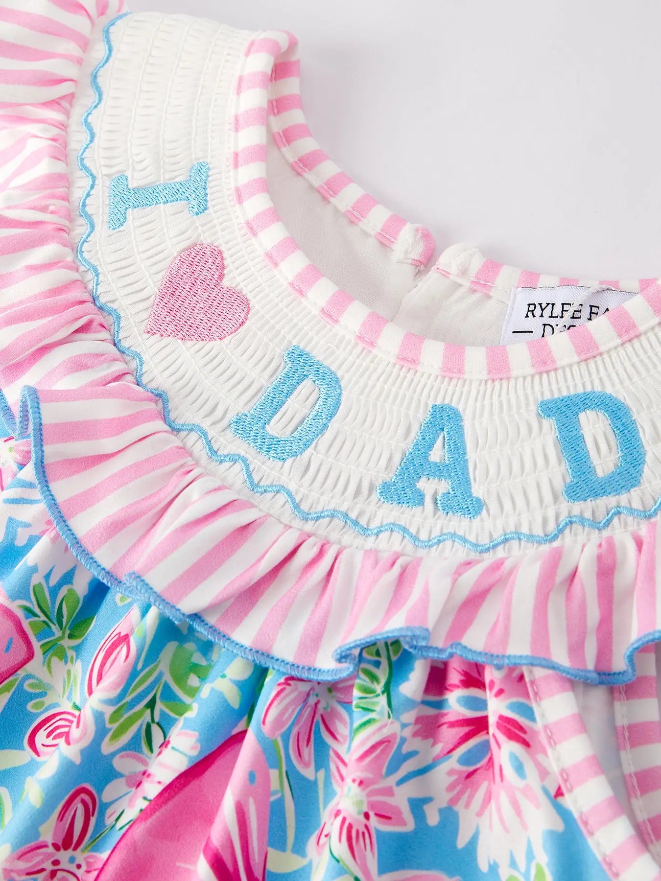 “I ❤ Dad ”Embroidery Smocking Baby Girls Dress