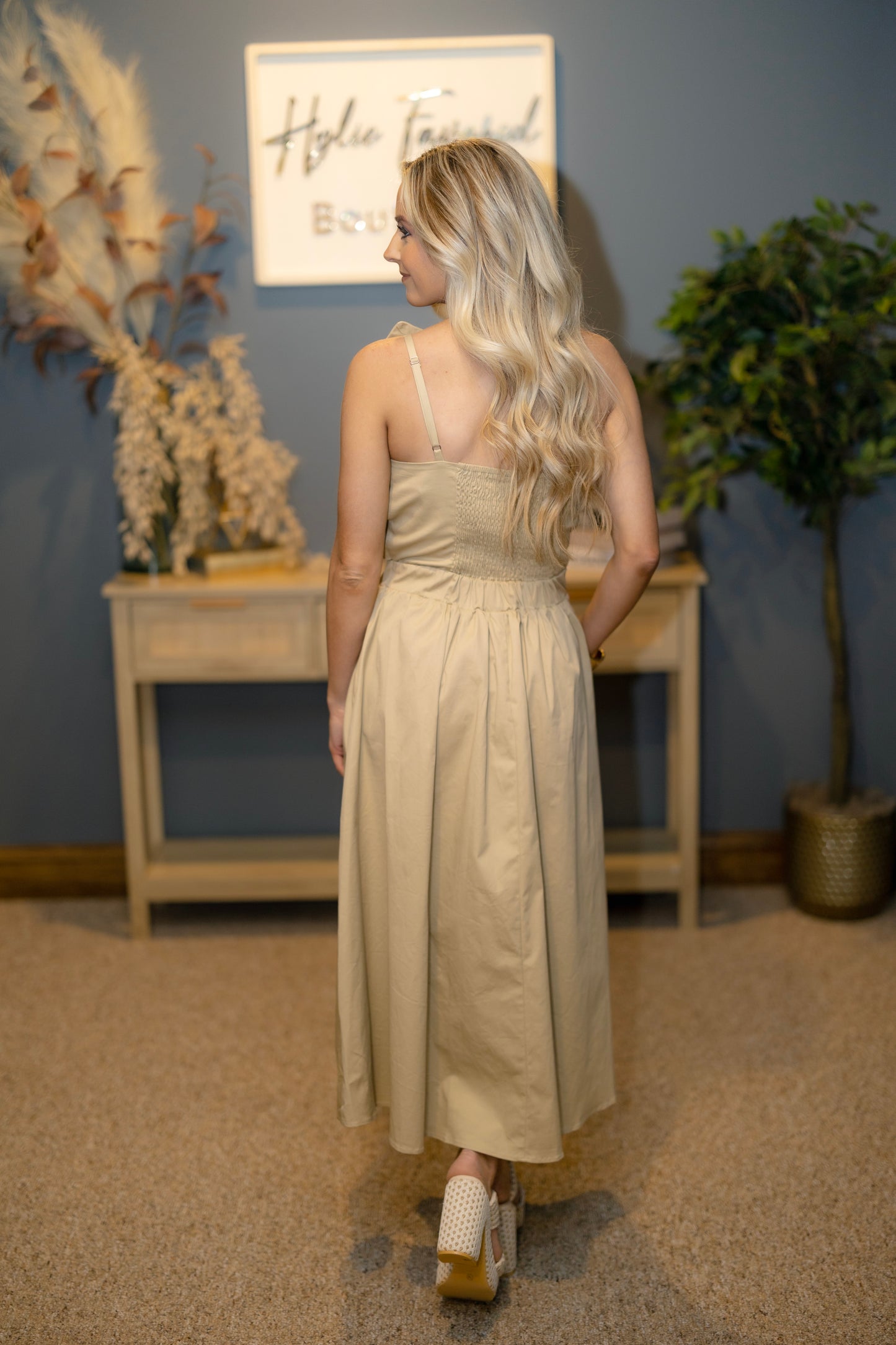 Tan Palm Dress
