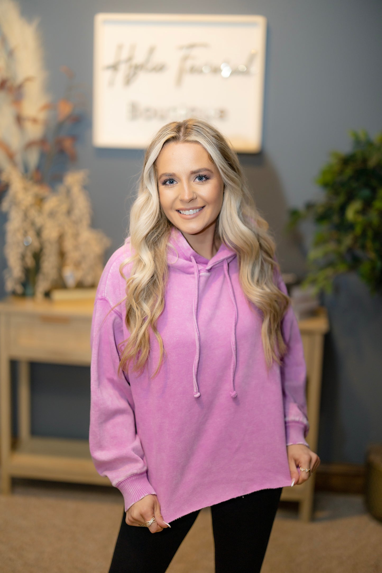 Pink Acid Wash Hoodie