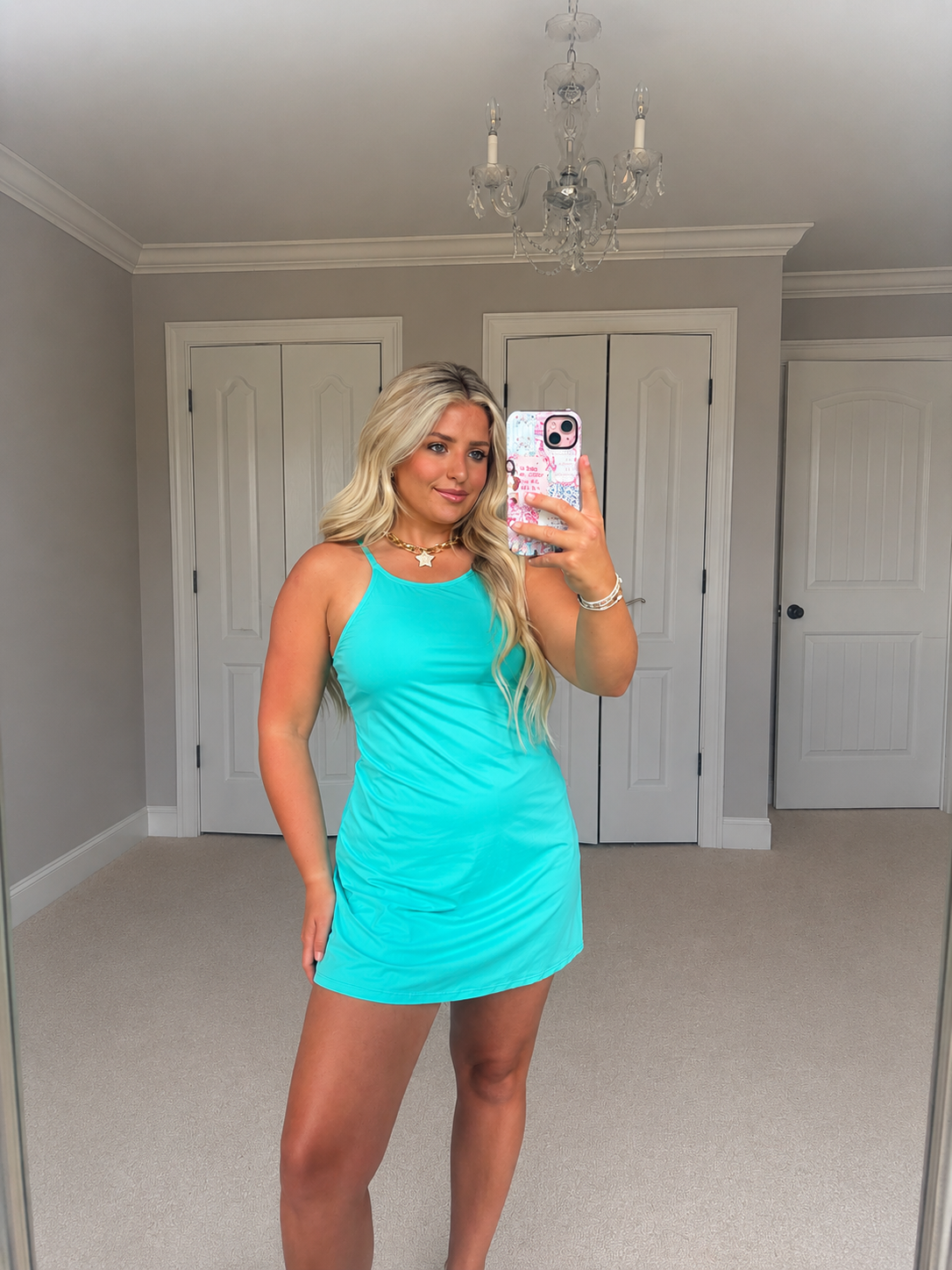 Solid Tank Dress Athletic Shorts Set