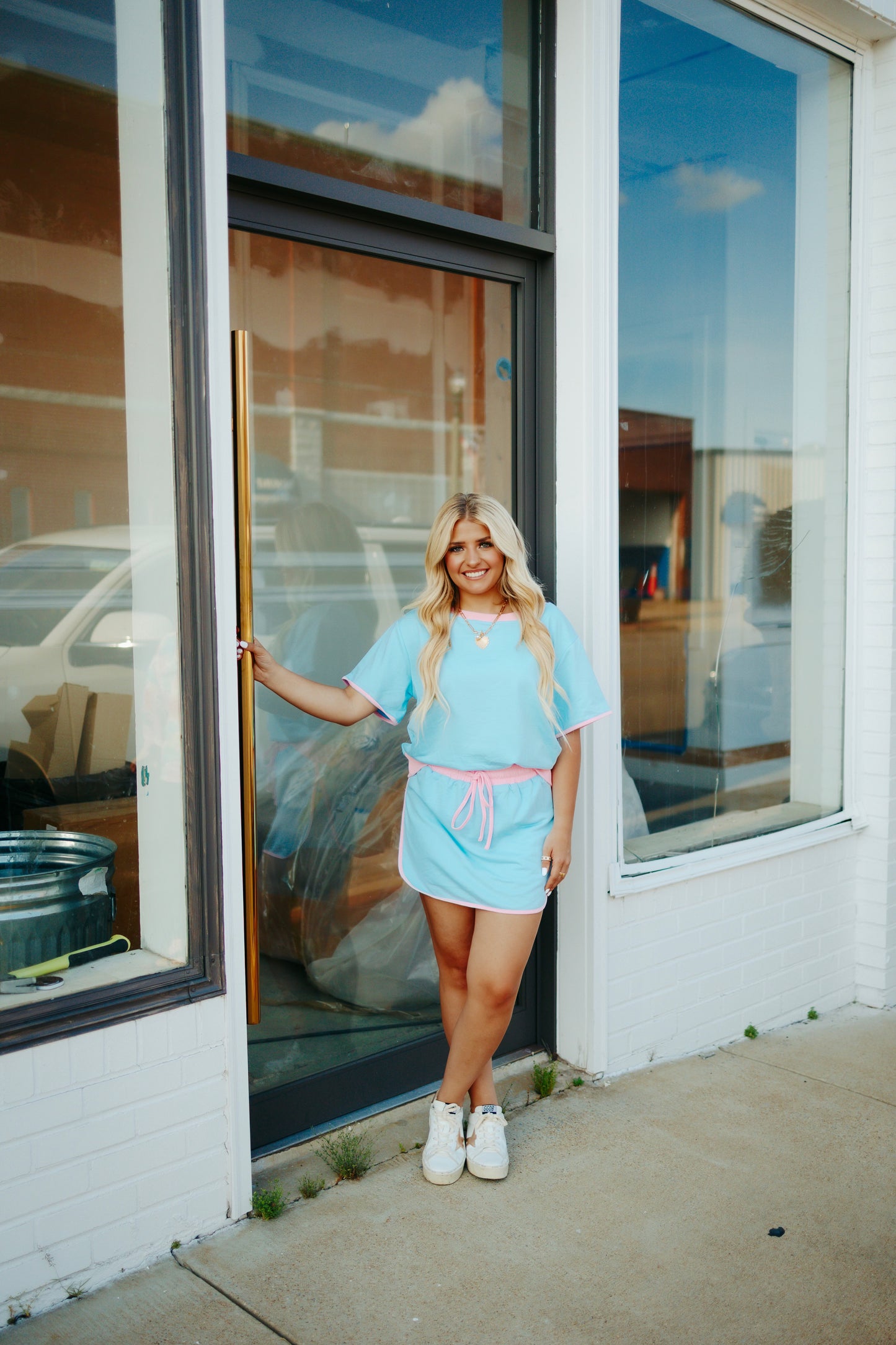 Colorblock T-shirt and and Skirt Set