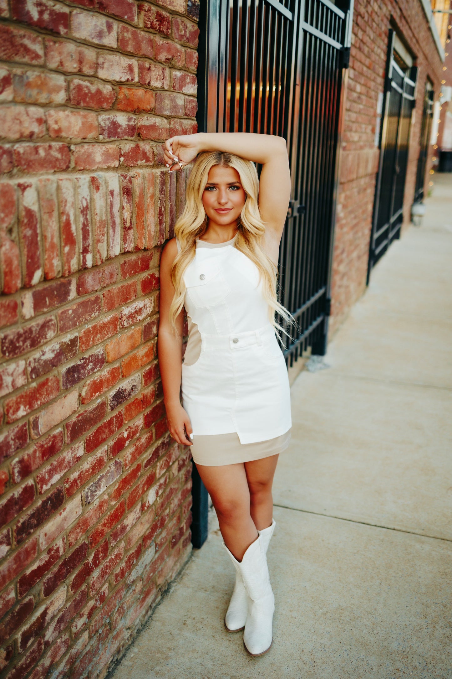 Taupe/White Dress