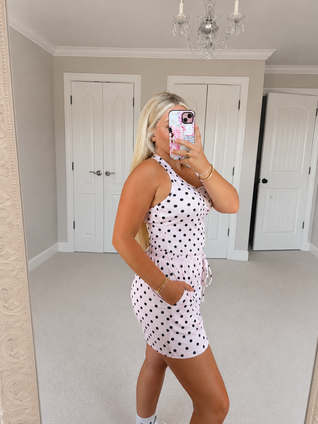 Pink Polka Dot Halter Top and Short Set