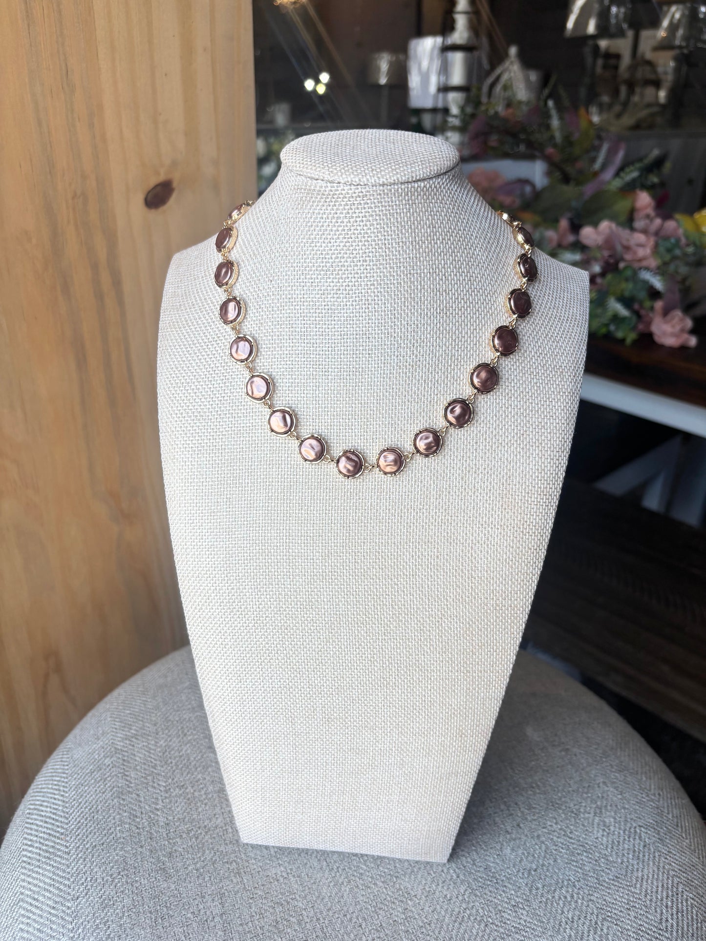 Classic Pearl Disc Link Necklace
