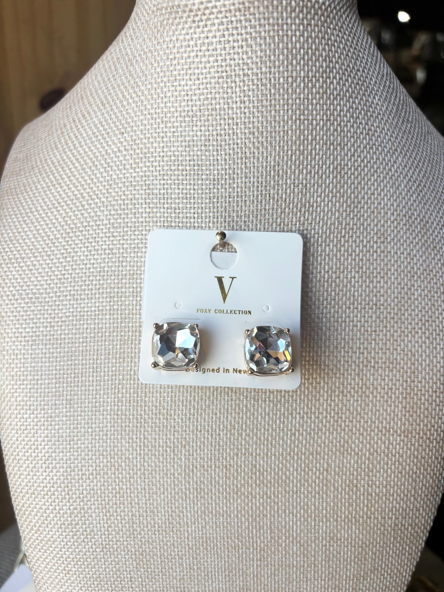 Square Cushion Stud Earrings