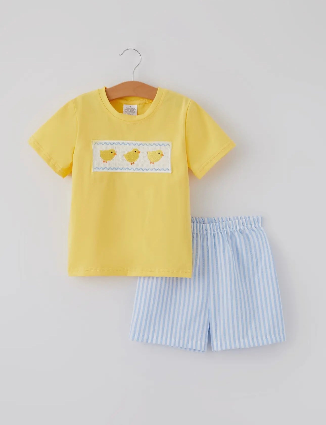 Spring and Summer Chicken Embroidery Short Sleeve Shorts Boy Set