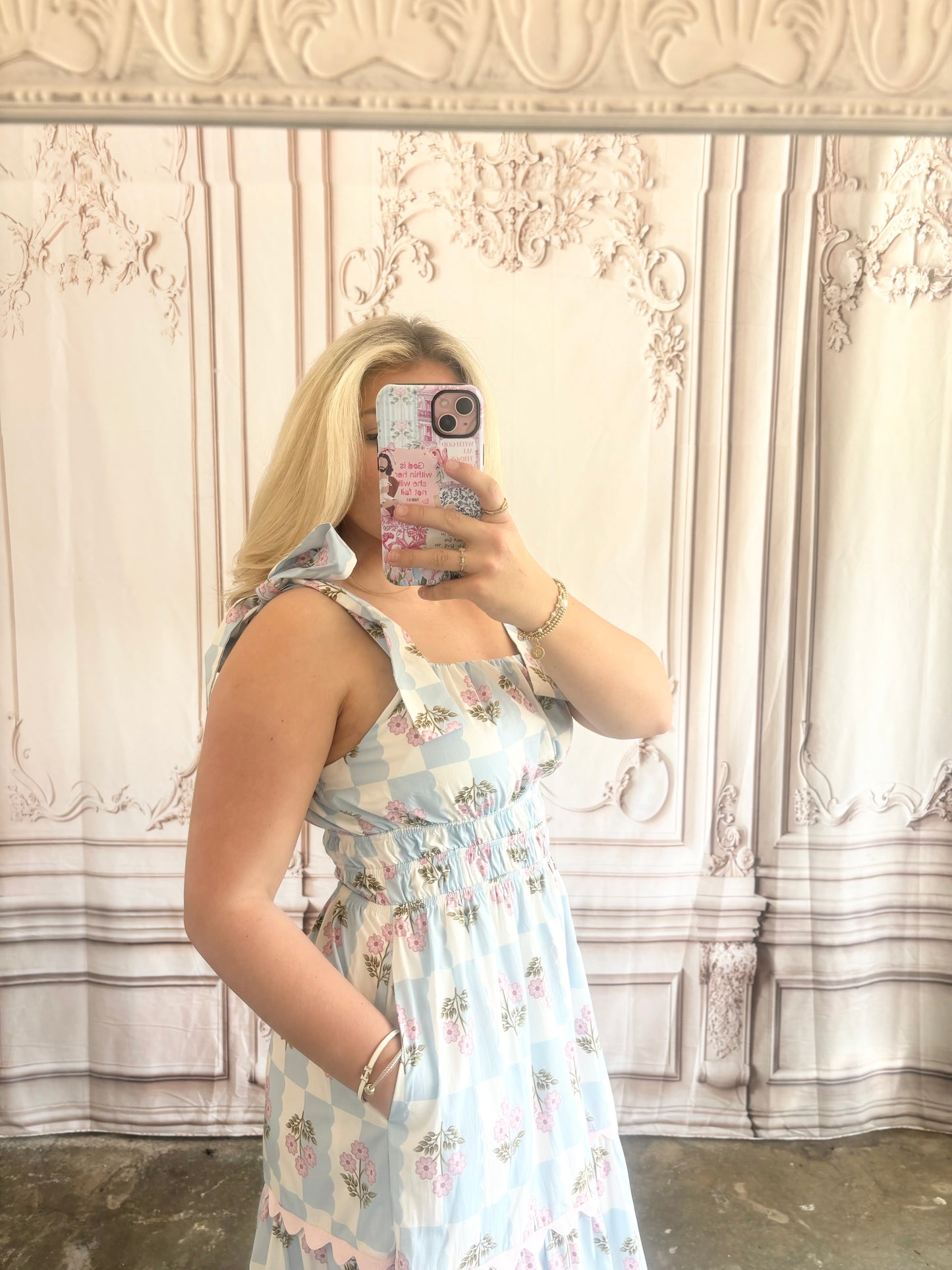 Bow Tie Band & Ric Rac Detailed Dress