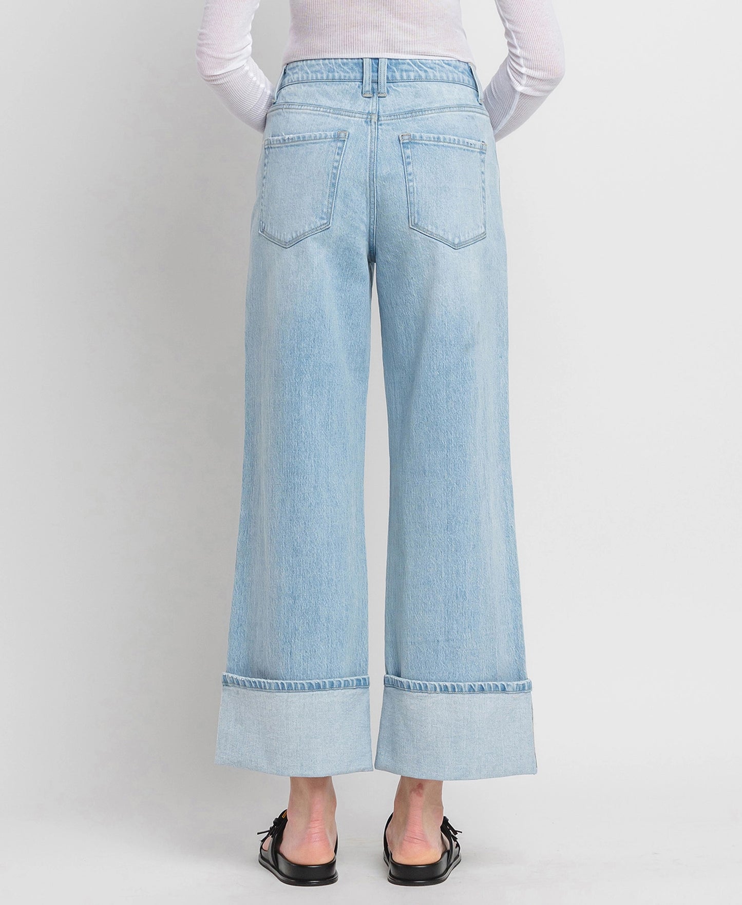 Super High Rise Cuffed Baggy Wide Jeans