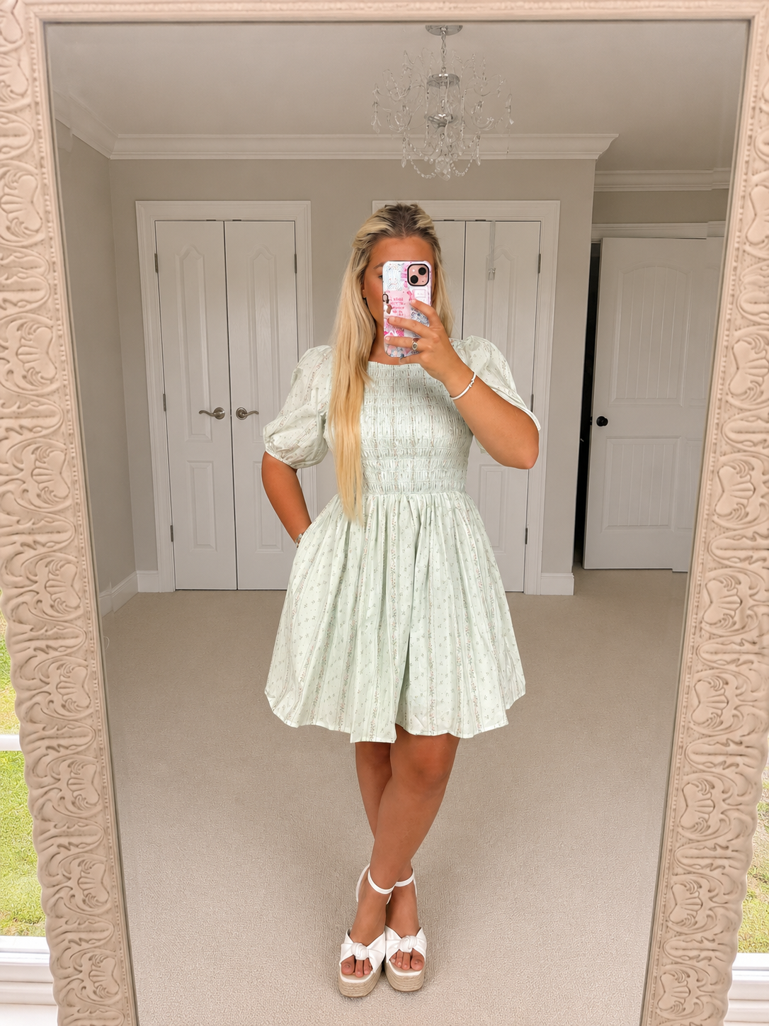 Smocked Cotton Mini Dress