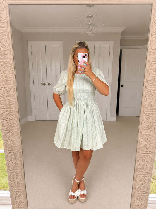 Smocked Cotton Mini Dress