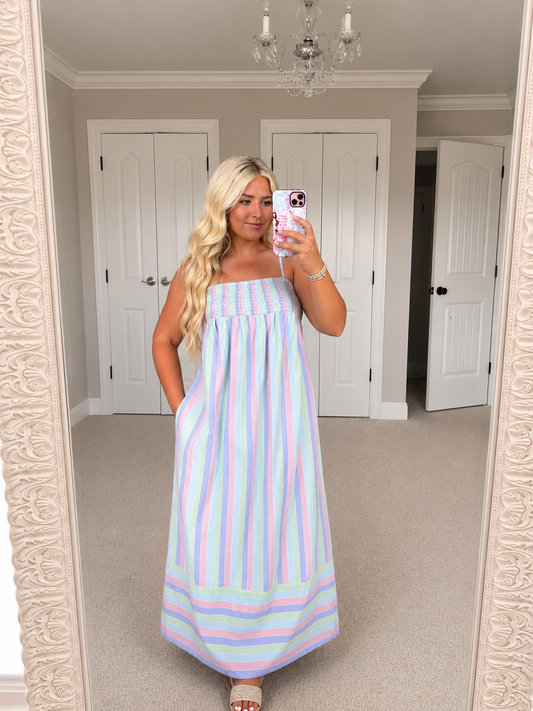 Multi Striped Midi Dress
