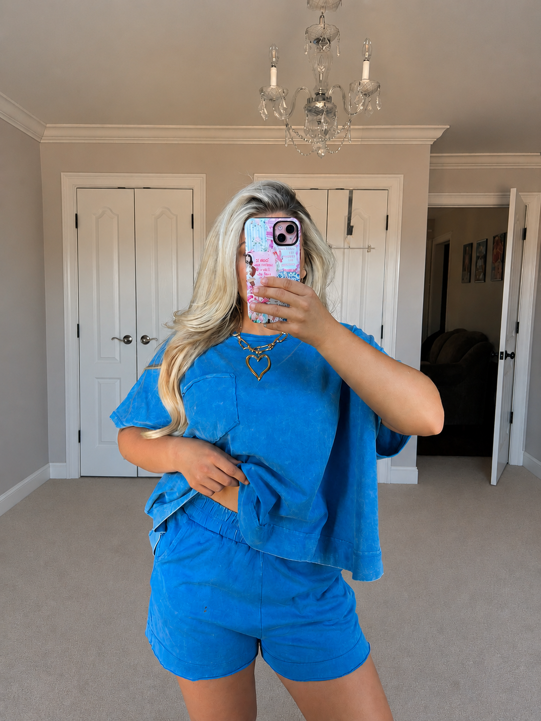 Acid Washed Oversized Top and Short Set