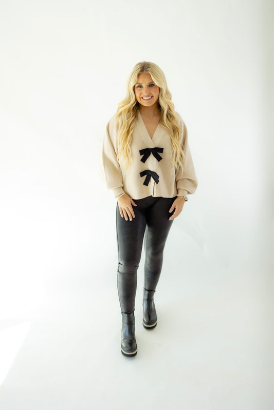 Taupe and Black Bow Sweater