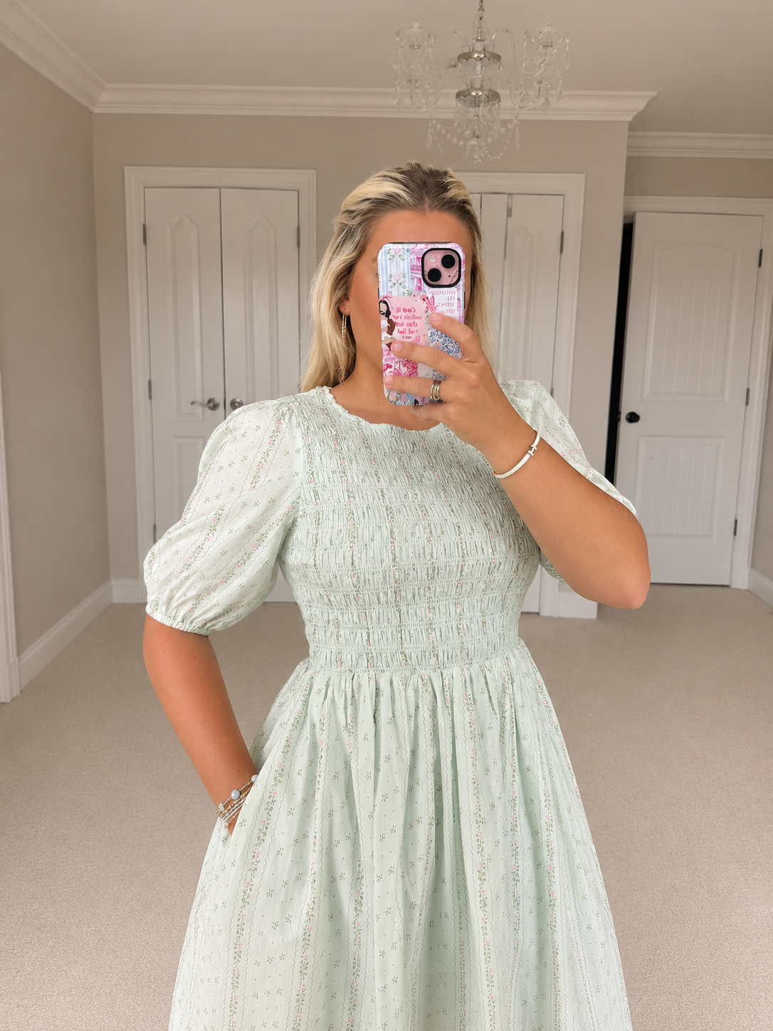 Smocked Cotton Mini Dress