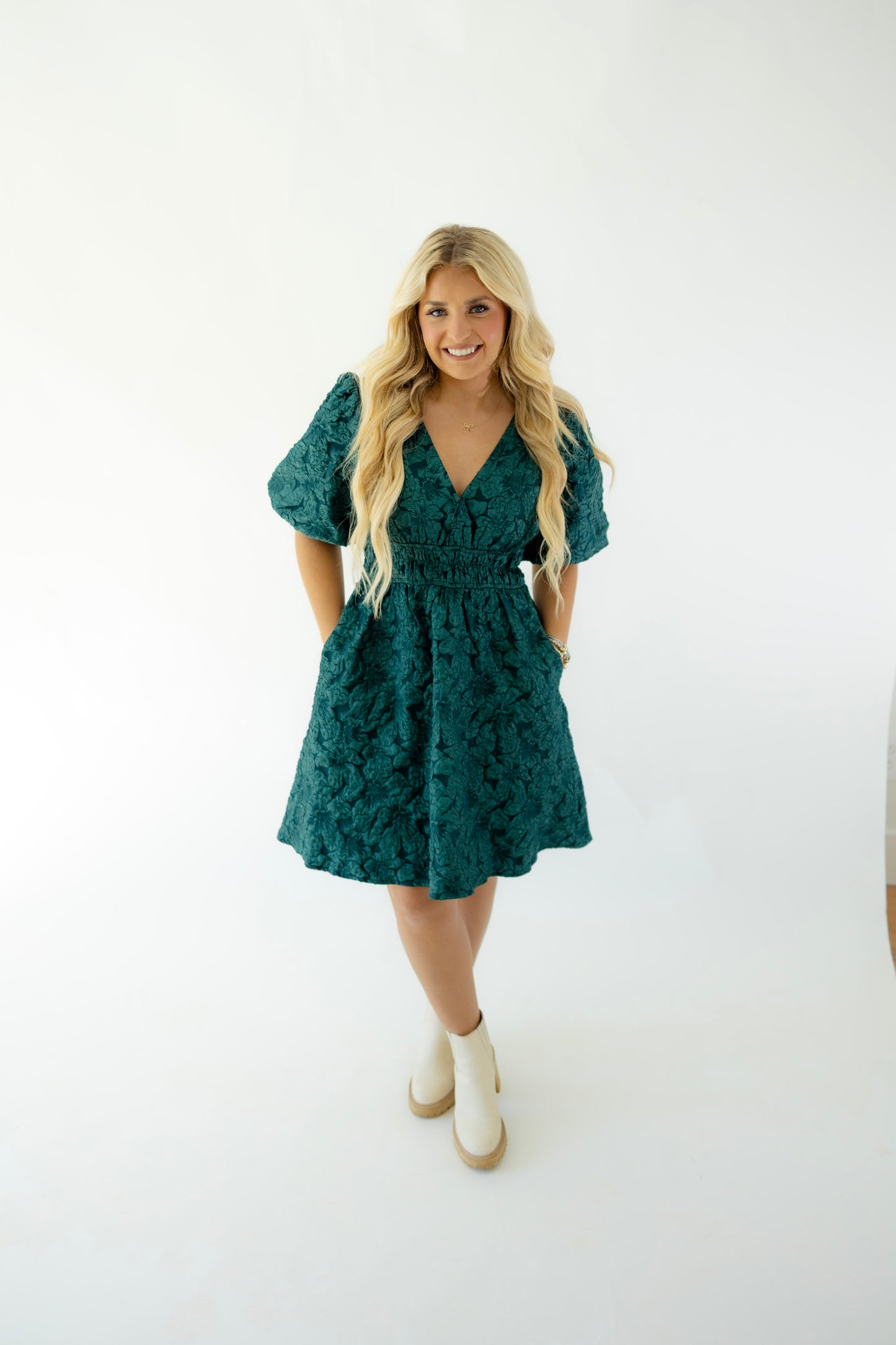 Green Puff Sleeve Dress