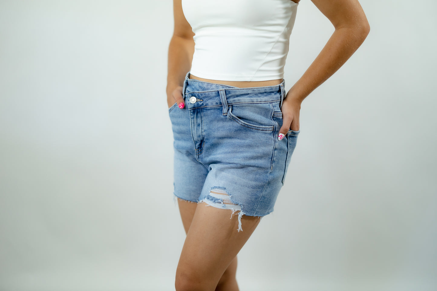 Vervet Criss Cross Denim Shorts