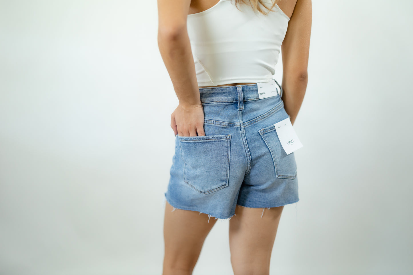 Vervet Criss Cross Denim Shorts