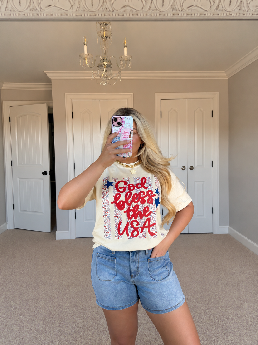 Floral God Bless The USA Shirt