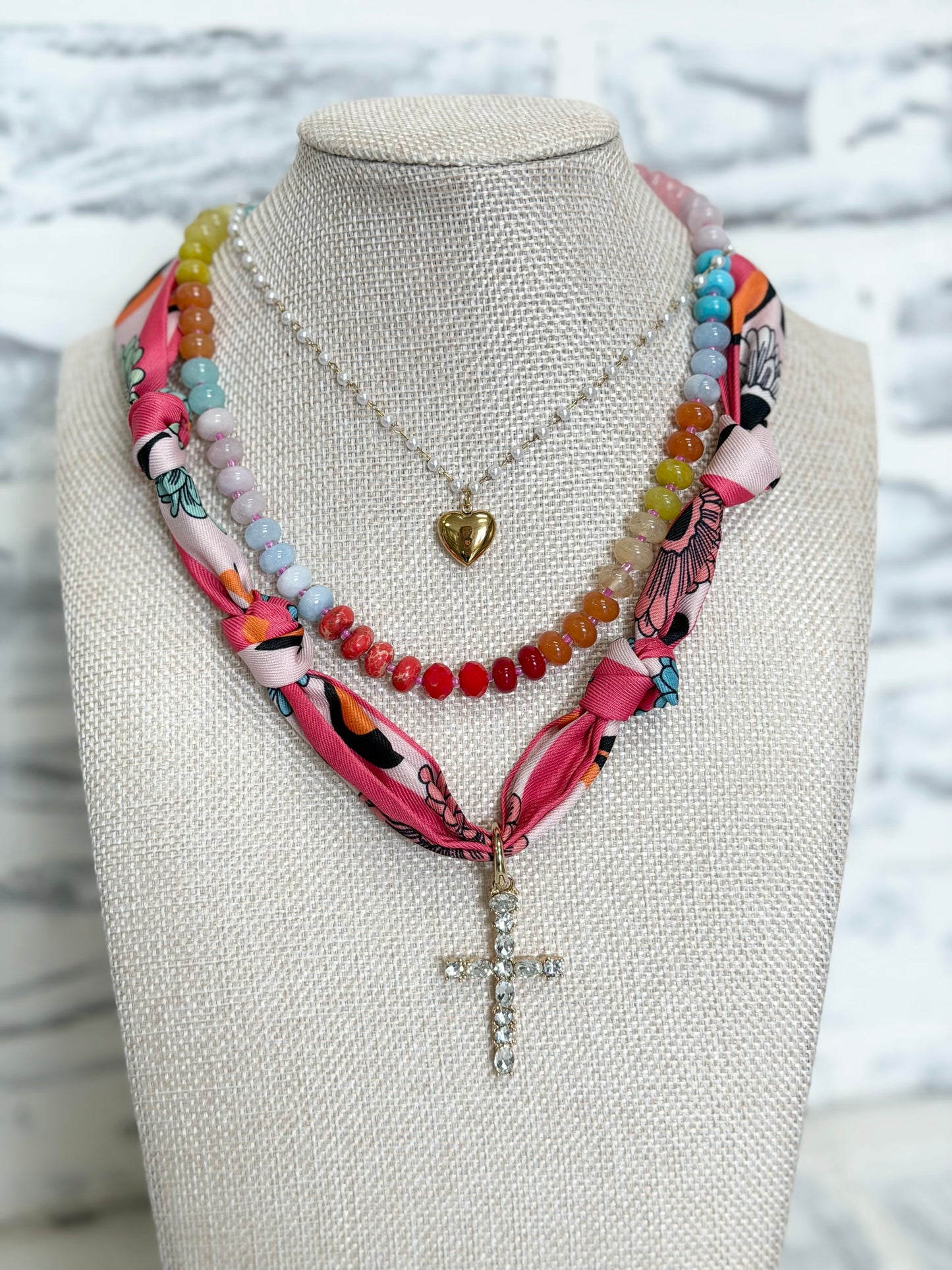 Natural Agate Glass Semi Bead Necklace