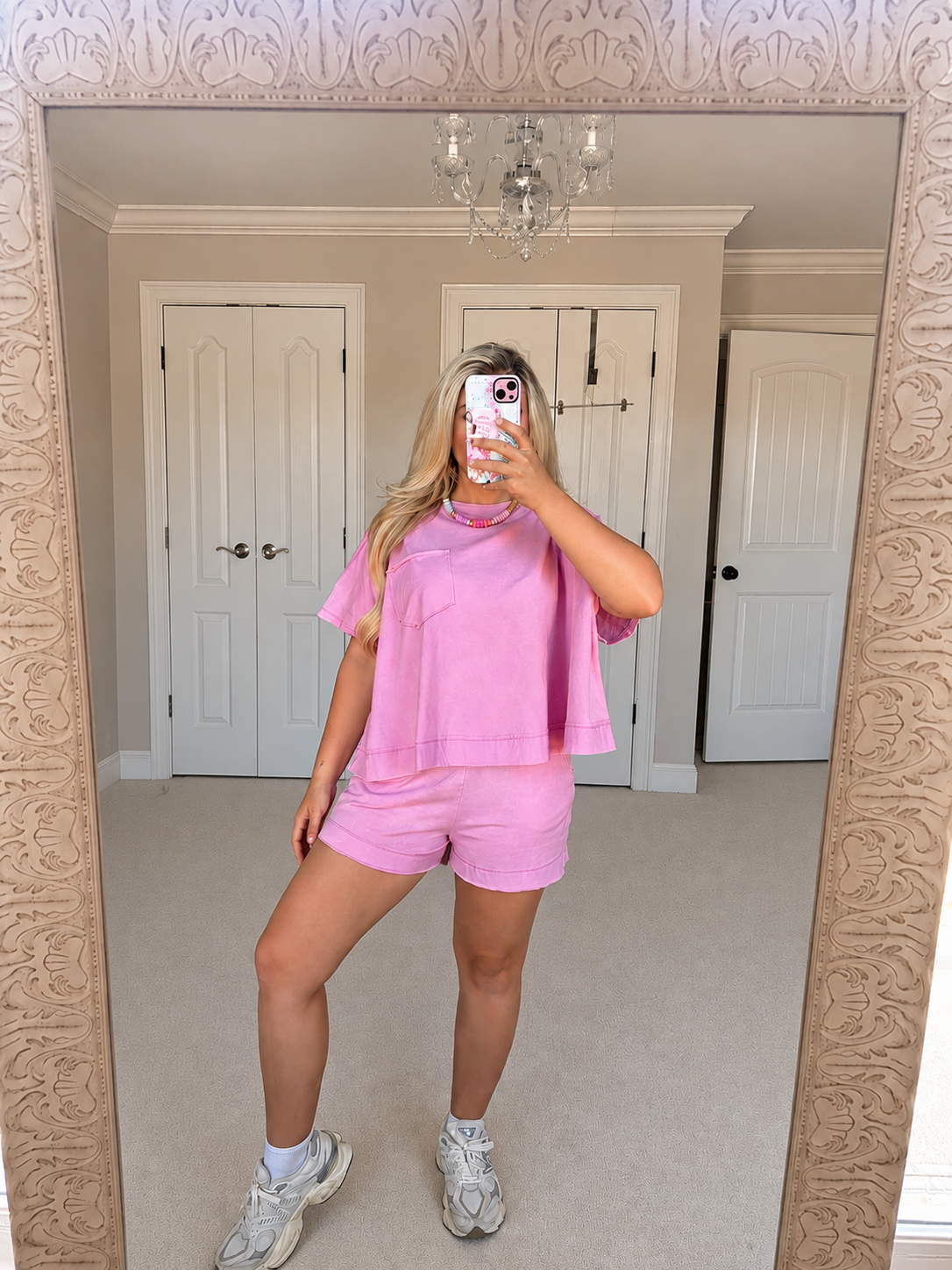 Acid Washed Oversized Top and Short Set