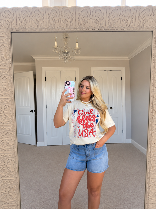 Floral God Bless The USA Shirt