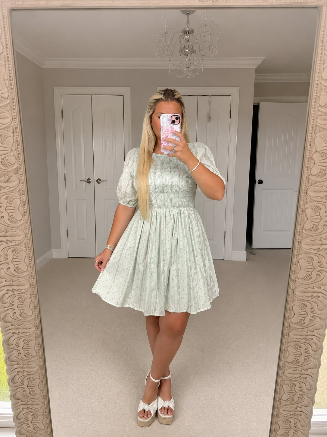 Smocked Cotton Mini Dress