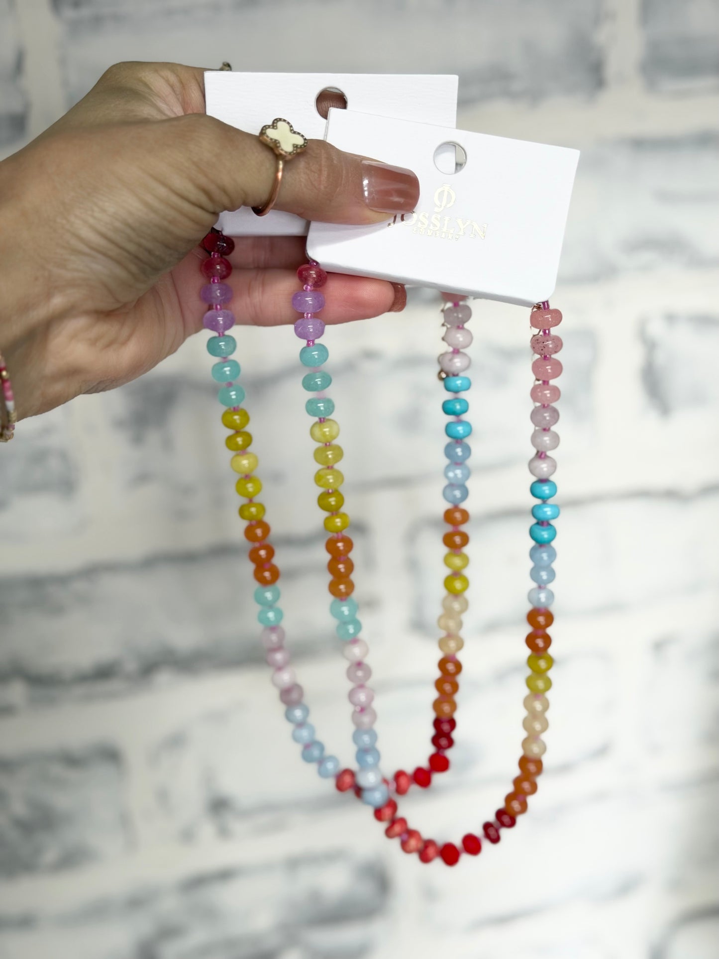 Natural Agate Glass Semi Bead Necklace