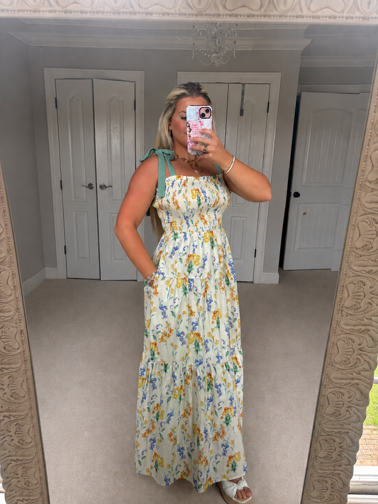 Smocked Floral Maxi Dress