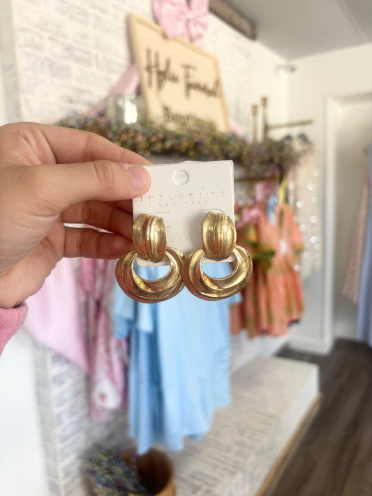 Metal Irregular Shaped Link Post Earrings ￼