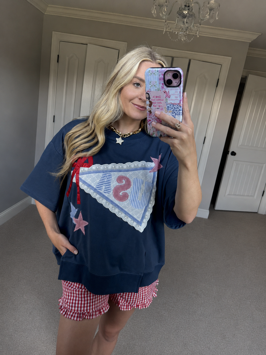 USA Lace Pennant Ribbon Sweatshirt