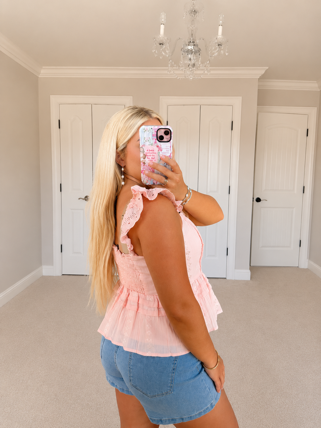 Eyelet Flutter Sleeve Top