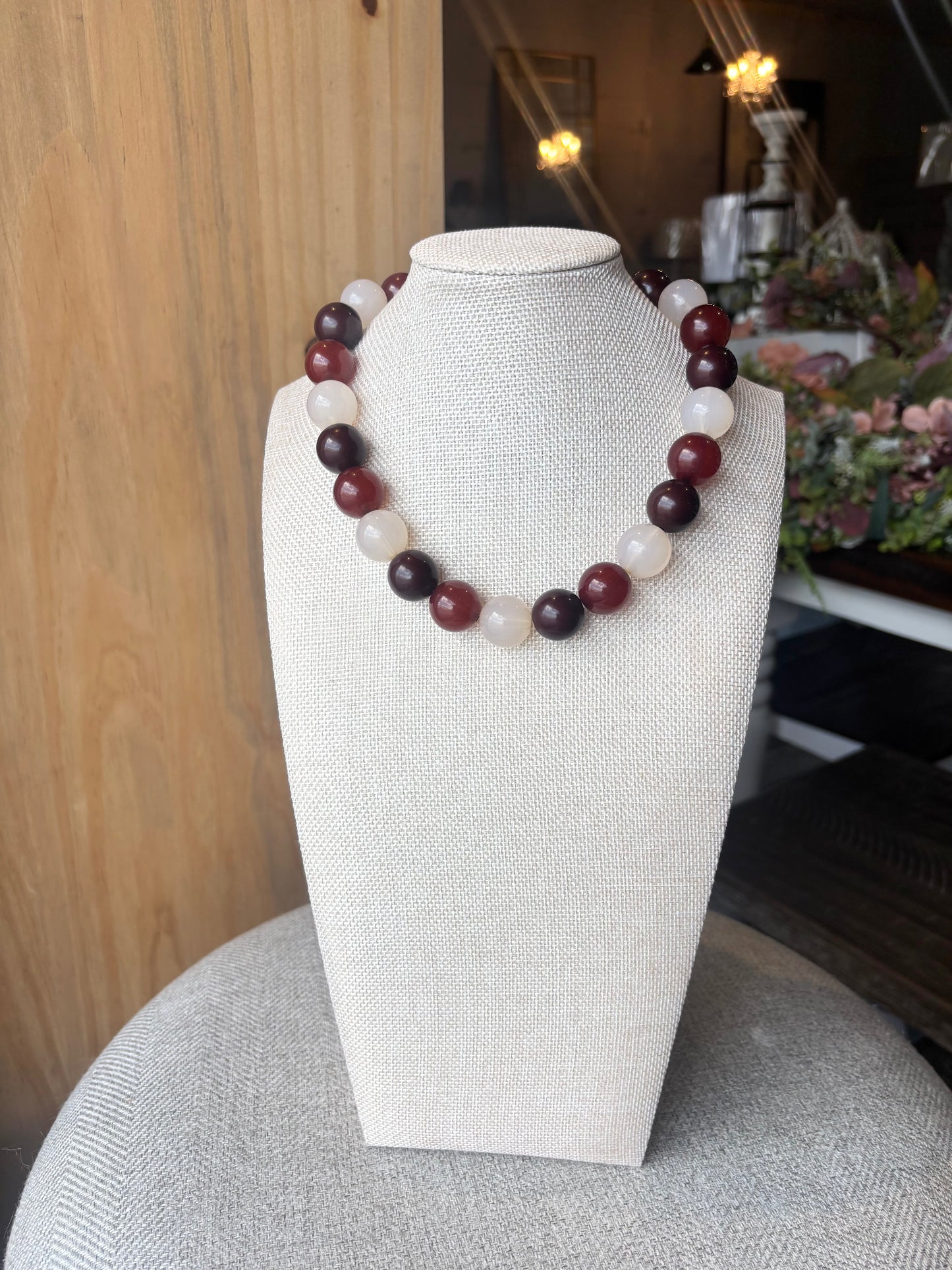 Chunky Round Beaded Statement Necklace
