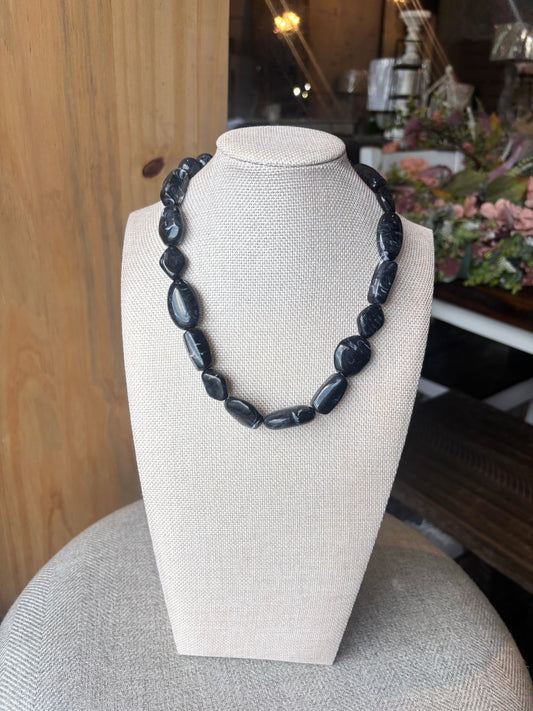 Chunky Marbled Resin Multi Shape Pebble Necklace