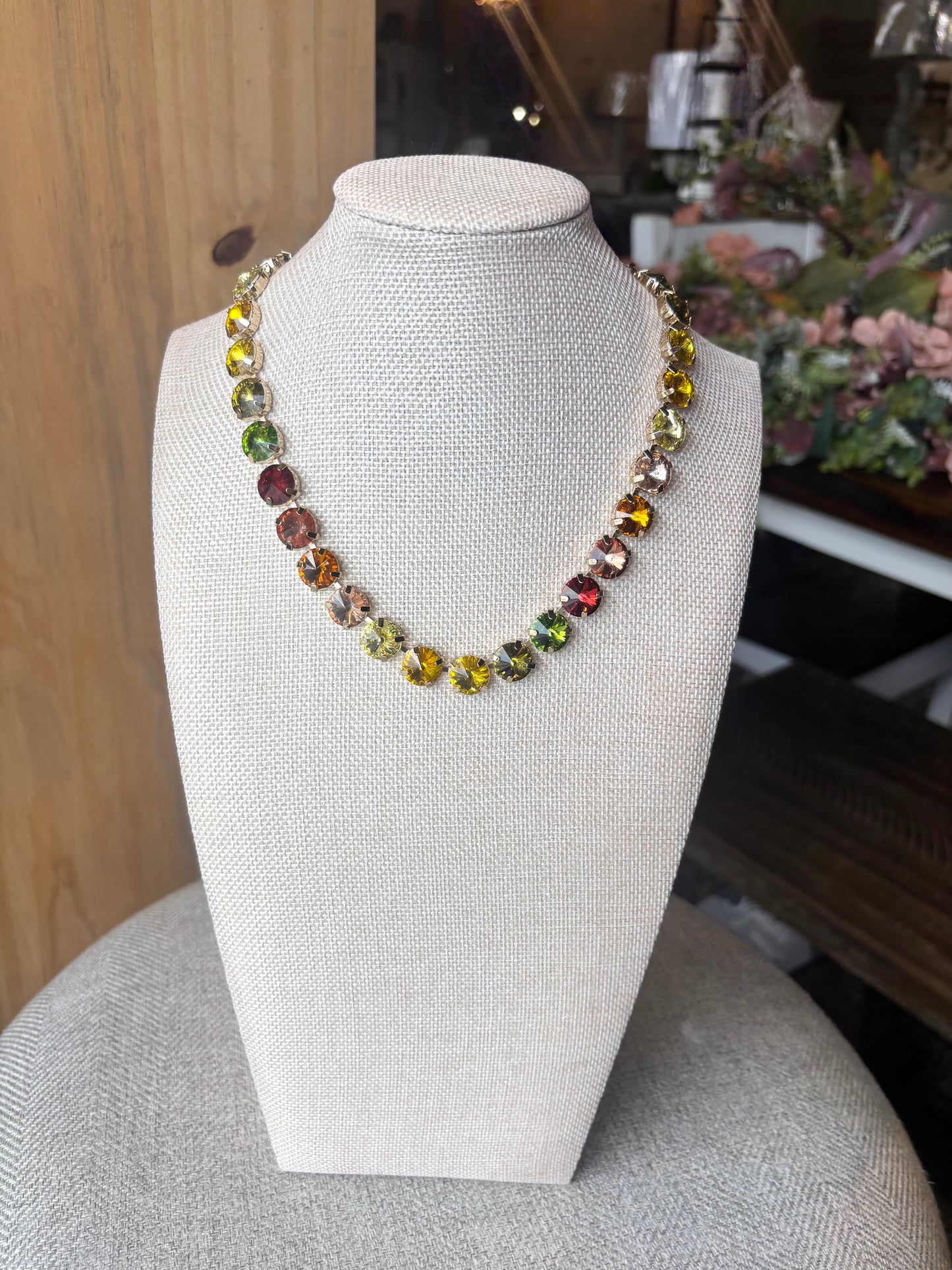 Faceted Stone Cluster Link Evening Necklace