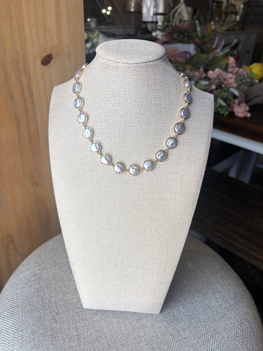 Classic Pearl Disc Link Necklace