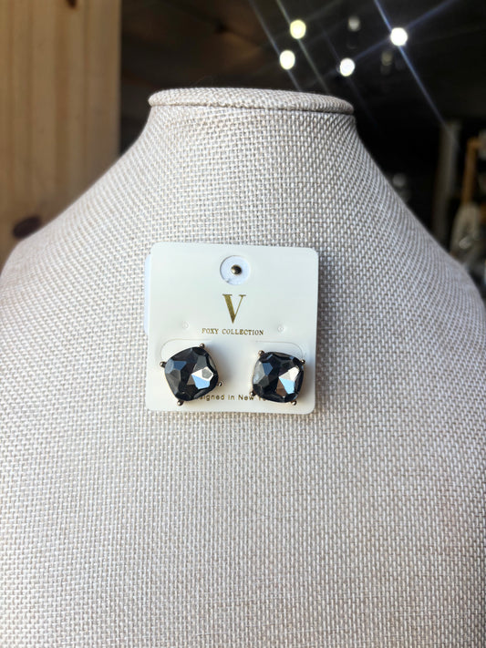 Square Cushion Stud Earrings
