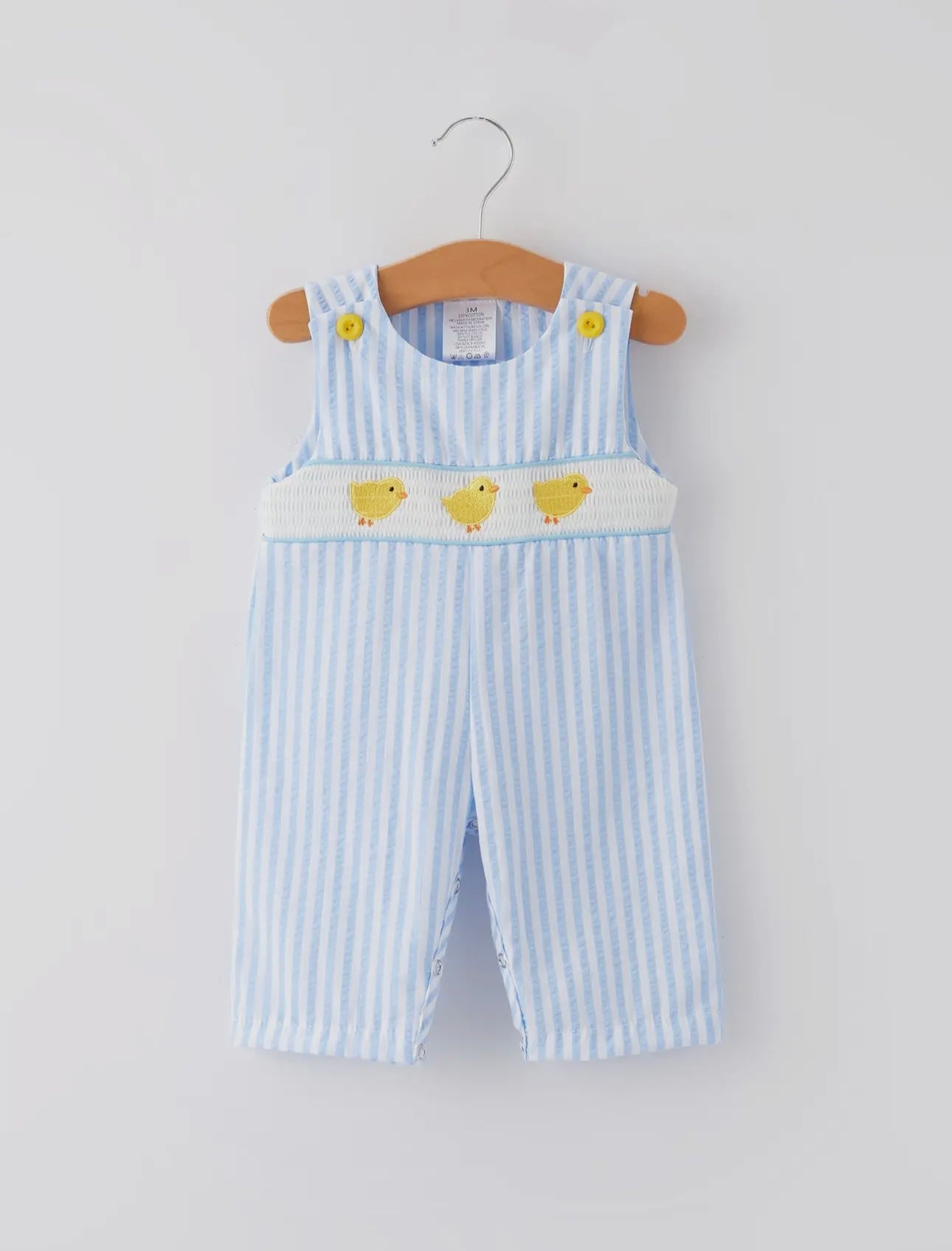 Spring and Summer Chicken Embroidery Blue Boy Romper