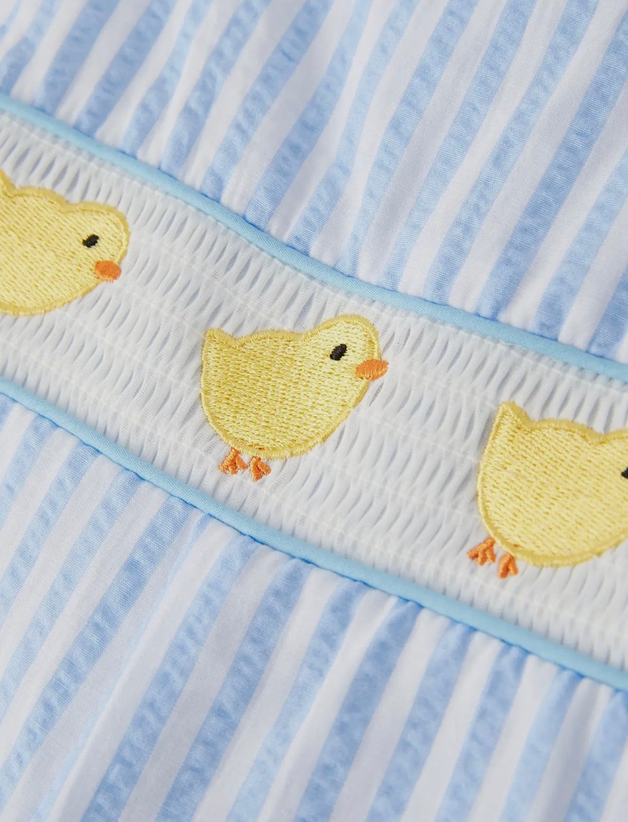 Spring and Summer Chicken Embroidery Blue Boy Romper