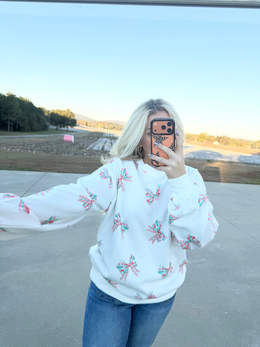 Plaid Bow Sweatshirt