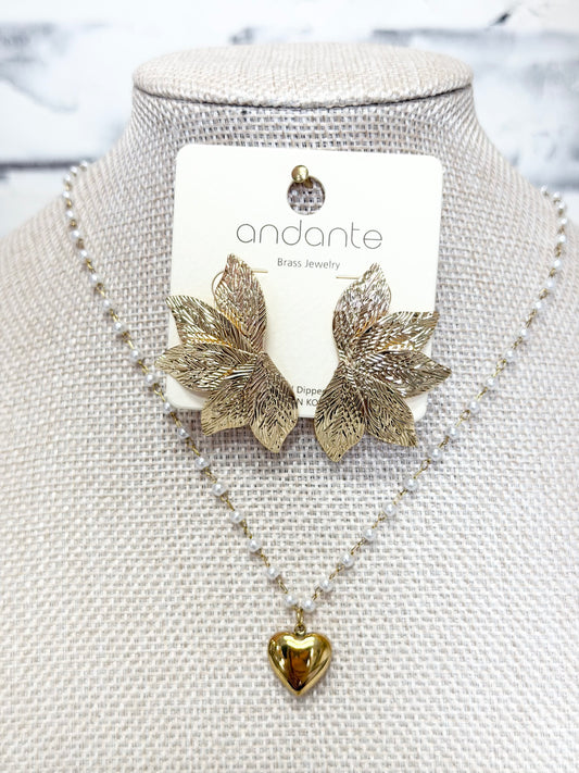 Gold Floral Statement Earrings