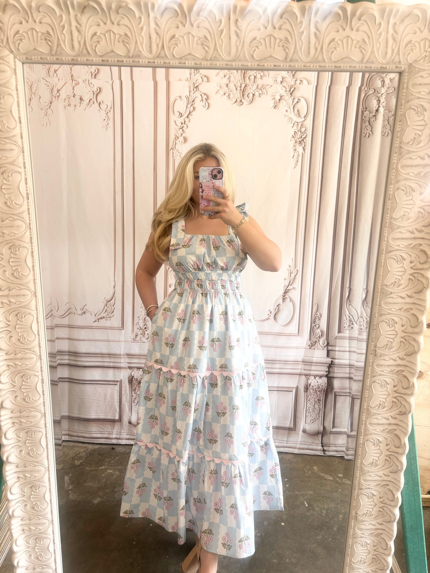 Bow Tie Band & Ric Rac Detailed Dress