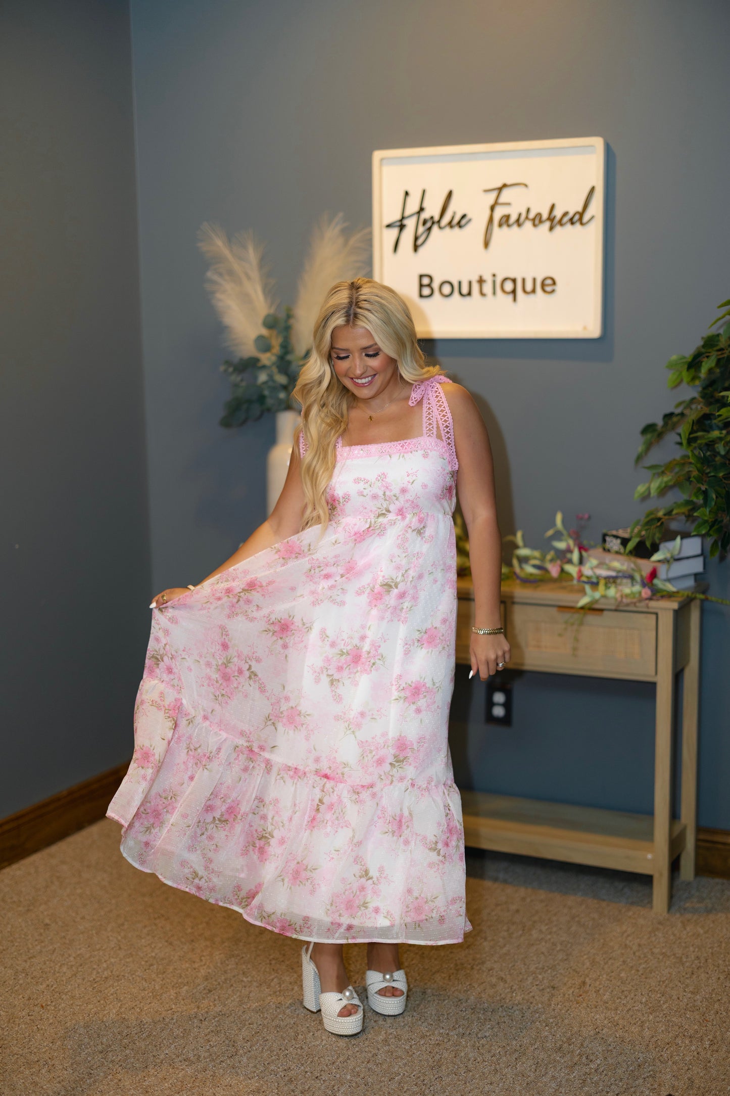 Floral Crochet Lace Strap Maxi Dress